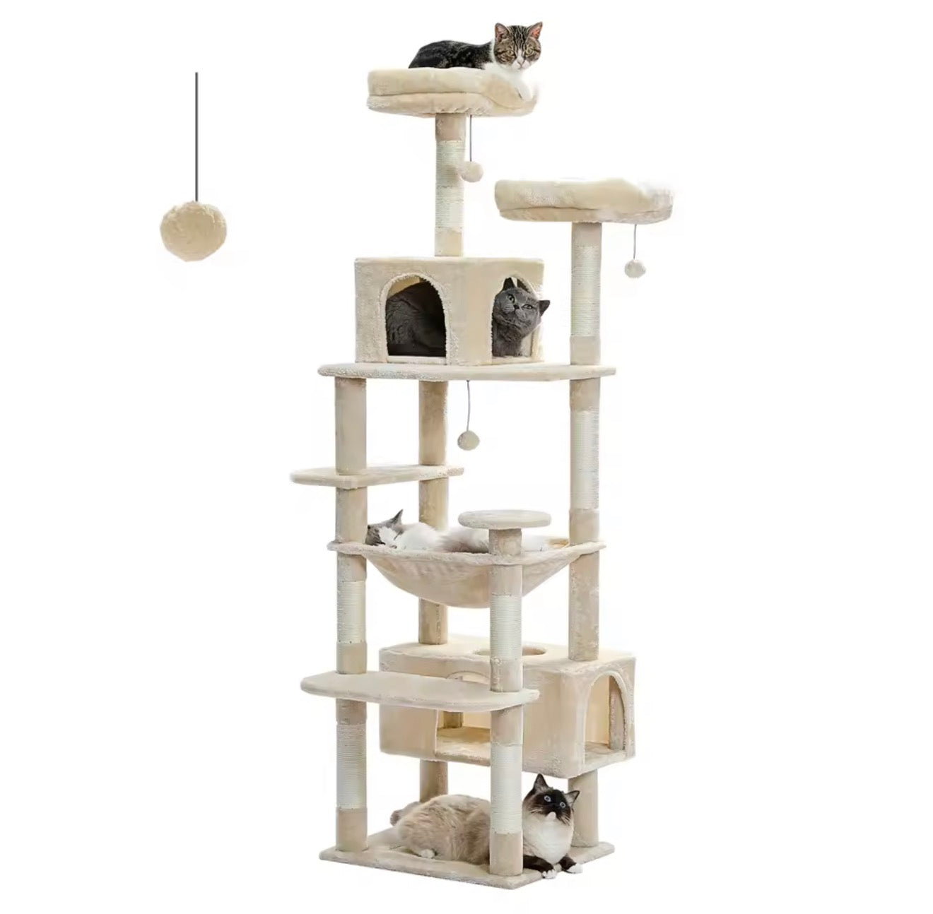 Large Cat Tree Tower with Scratching Posts & Hammock