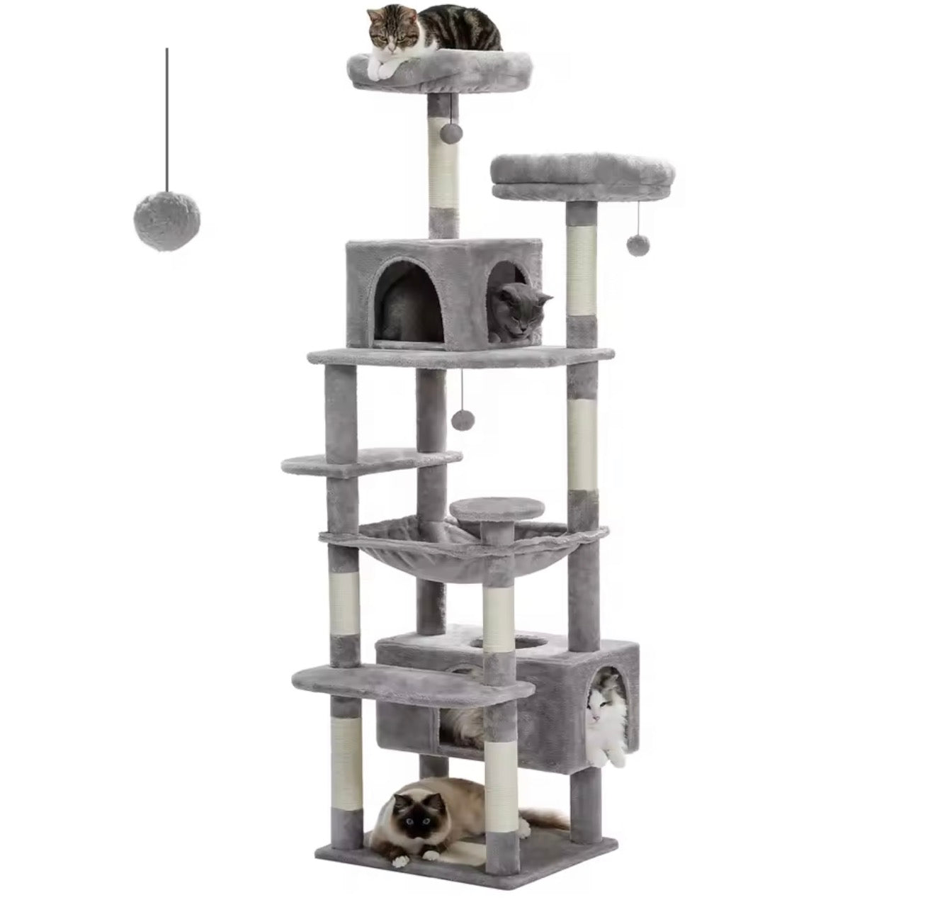 Large Cat Tree Tower with Scratching Posts & Hammock