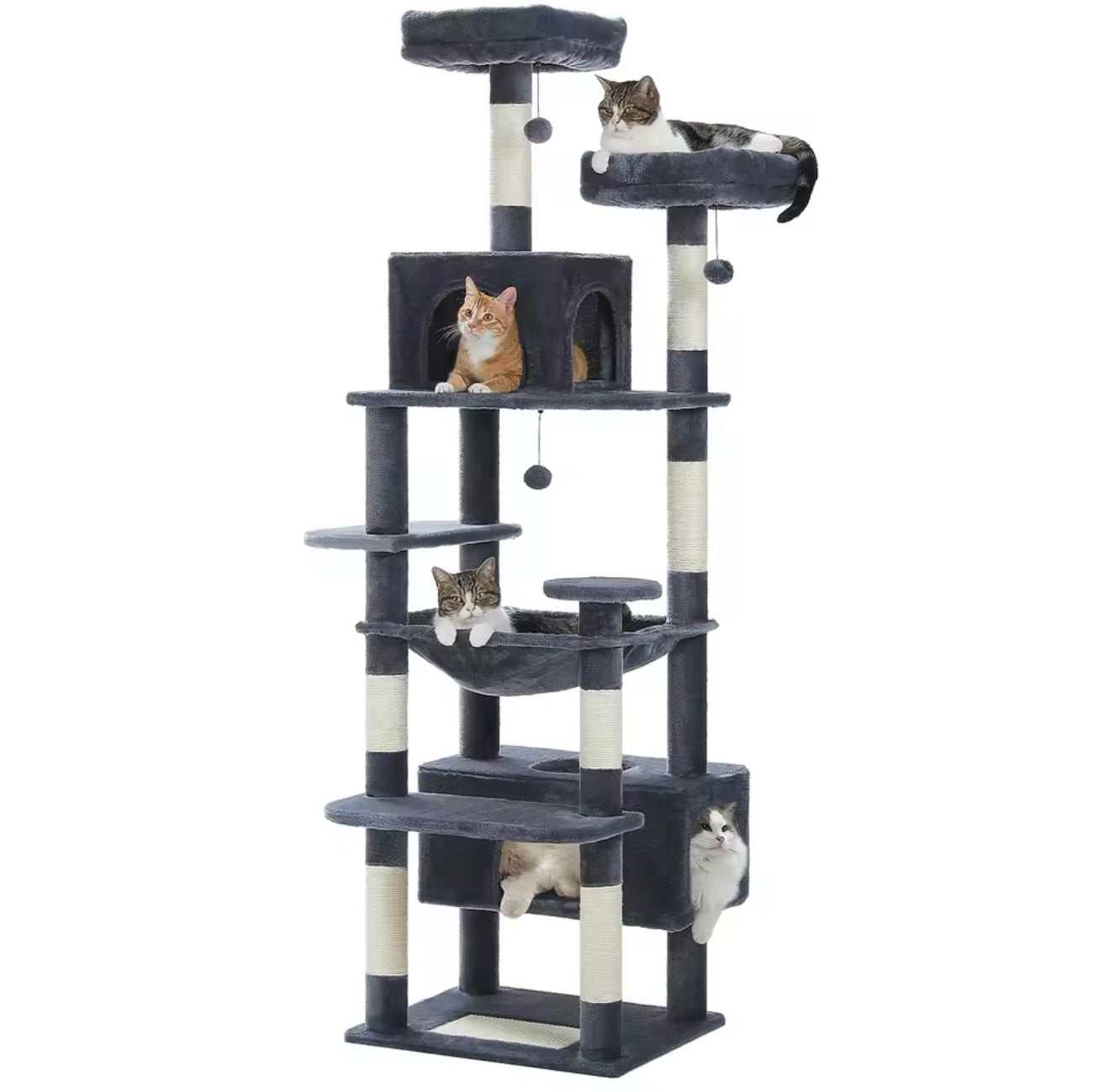 Large Cat Tree Tower with Scratching Posts & Hammock